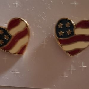 2001 AVON Heart of America Pierced Earrings. Surgical Steel Posts.